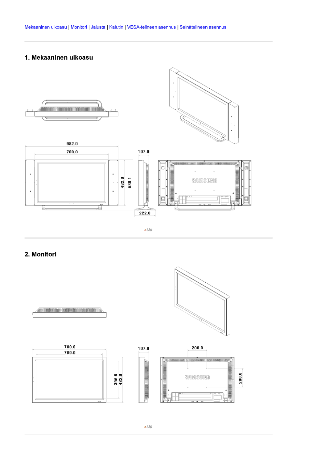 Samsung LS32BHRNS/EDC, LS32BHLNS/EDC, LS32BHYNS/EDC, LS32BHPNS/EDC manual Mekaaninen ulkoasu Monitori 