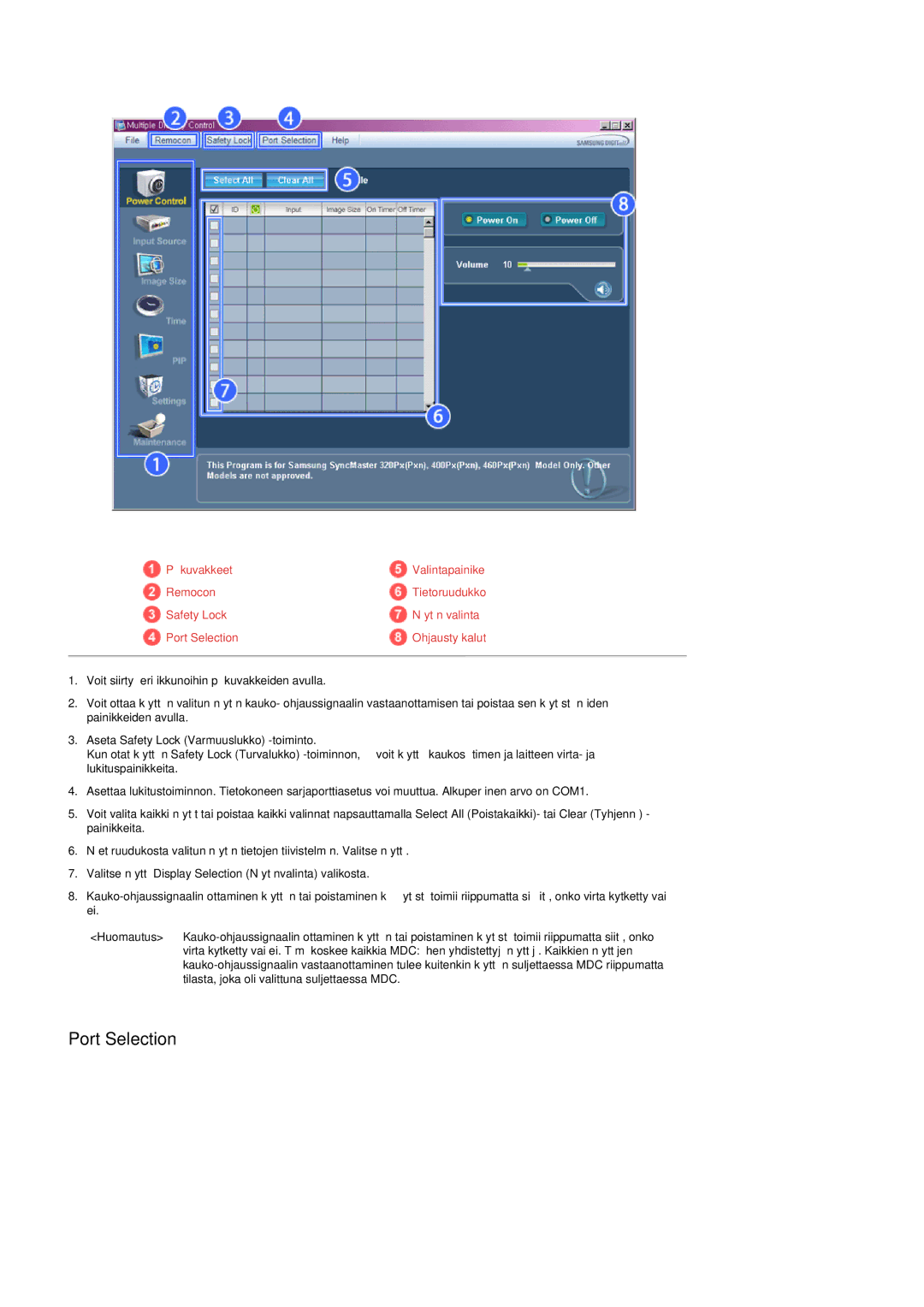 Samsung LS32BHRNS/EDC, LS32BHLNS/EDC, LS32BHYNS/EDC, LS32BHPNS/EDC manual Port Selection 