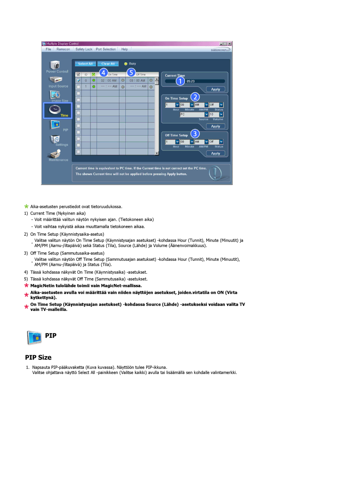 Samsung LS32BHYNS/EDC, LS32BHLNS/EDC, LS32BHPNS/EDC, LS32BHRNS/EDC manual Pip, PIP Size 