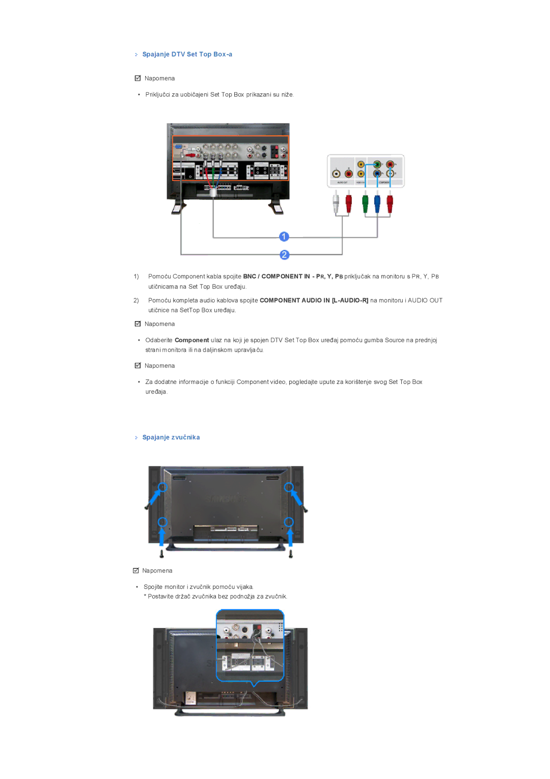 Samsung LS32BHYNB/EDC, LS32BHYNS/EDC, LS32BHPNS/EDC manual Spajanje DTV Set Top Box-a, Spajanje zvučnika 