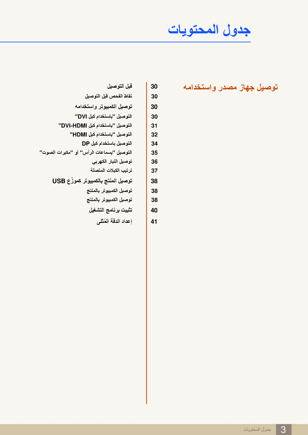 Samsung LS32D85KTSN/UE manual 30 همادختساو ردصم زاهج ليصوت 