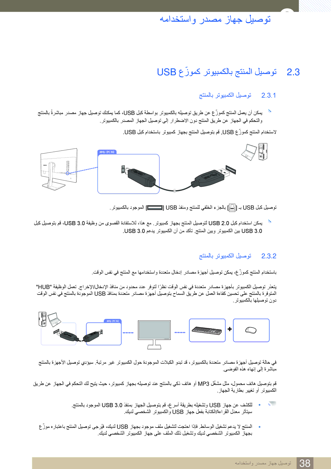 Samsung LS32D85KTSN/UE manual Usb عزومكّ رتويبمكلاب جتنملا ليصوت, جتنملاب رتويبمكلا ليصوت 