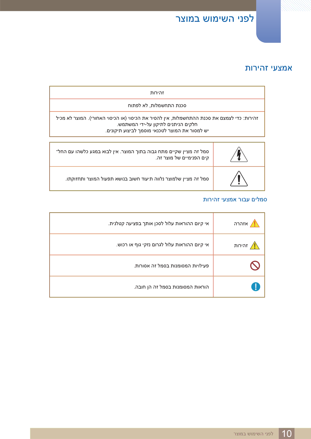 Samsung LS32D85KTSR/EN, LS32D85KTSR/CH manual תוריהז יעצמא רובע םילמס 