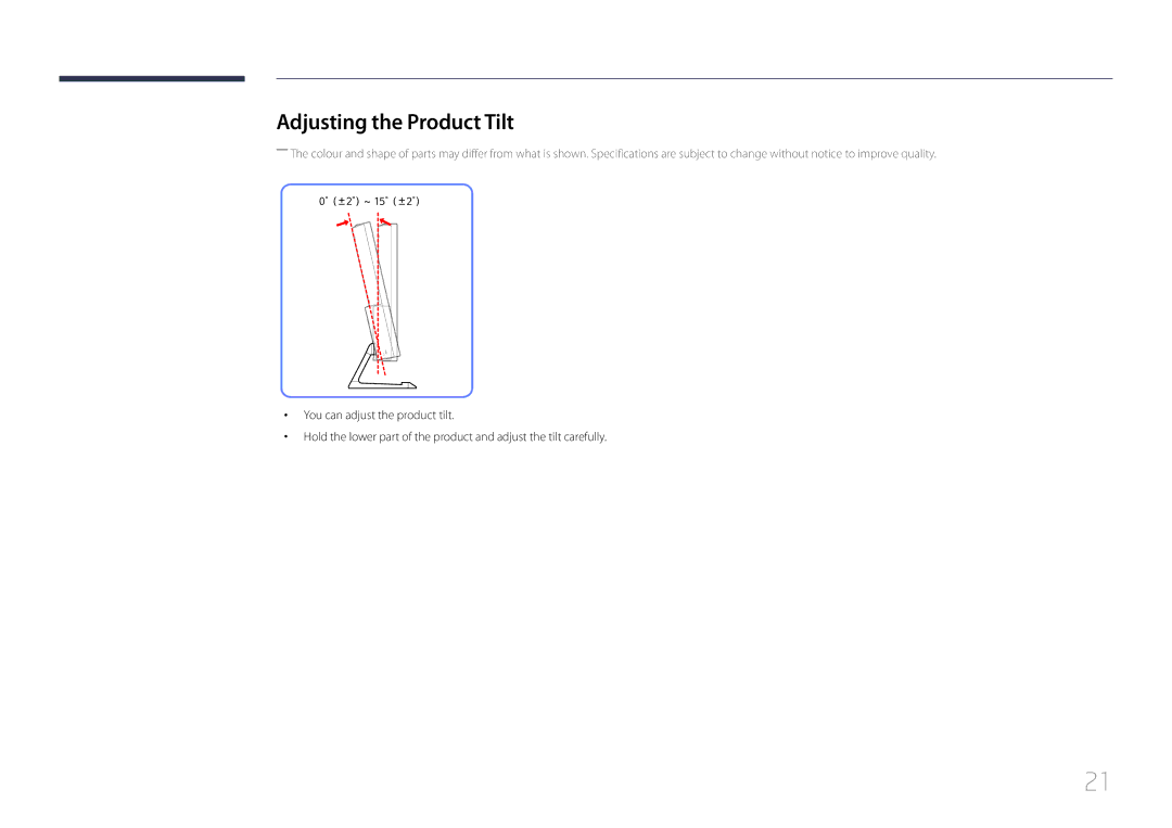 Samsung LS32E590CS/CI, LS32E590CS/EN manual Adjusting the Product Tilt 