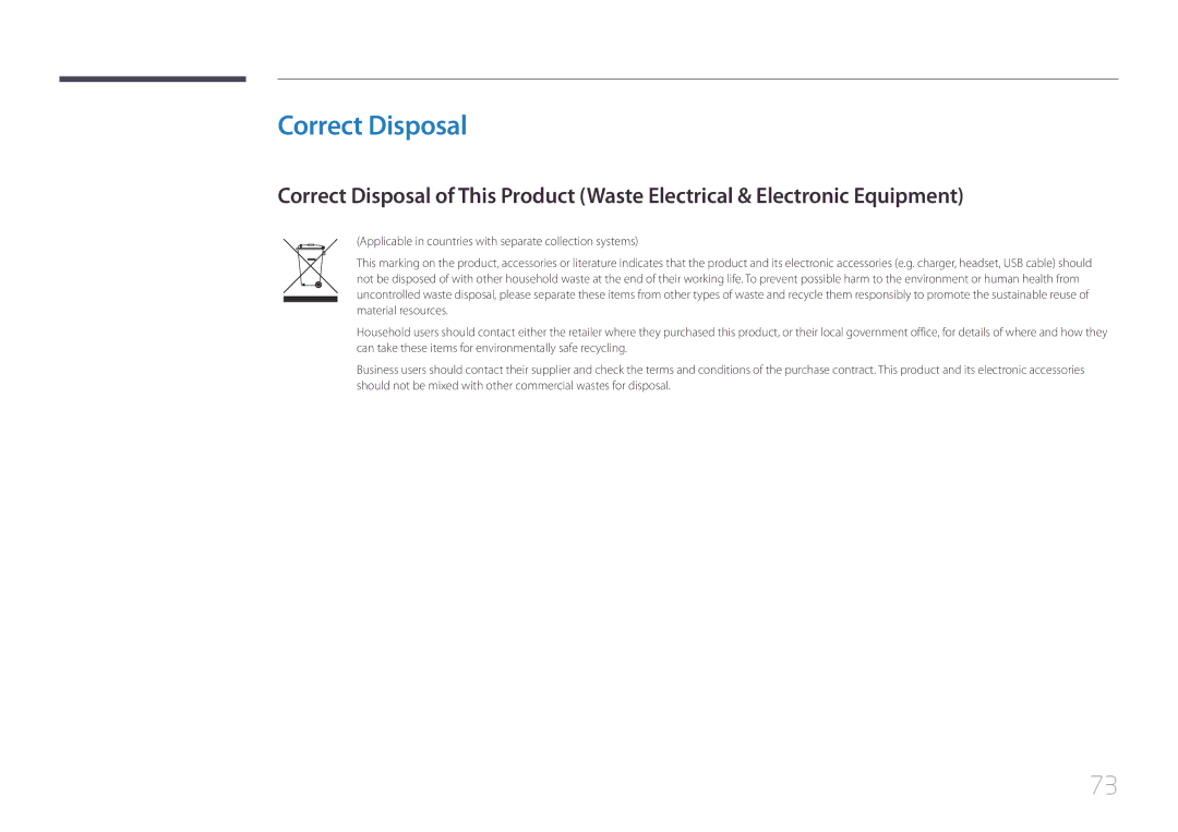 Samsung LS32E590CS/CI, LS32E590CS/EN manual Correct Disposal 
