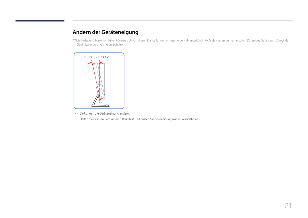 Samsung LS32E590CS/EN manual Ändern der Geräteneigung 