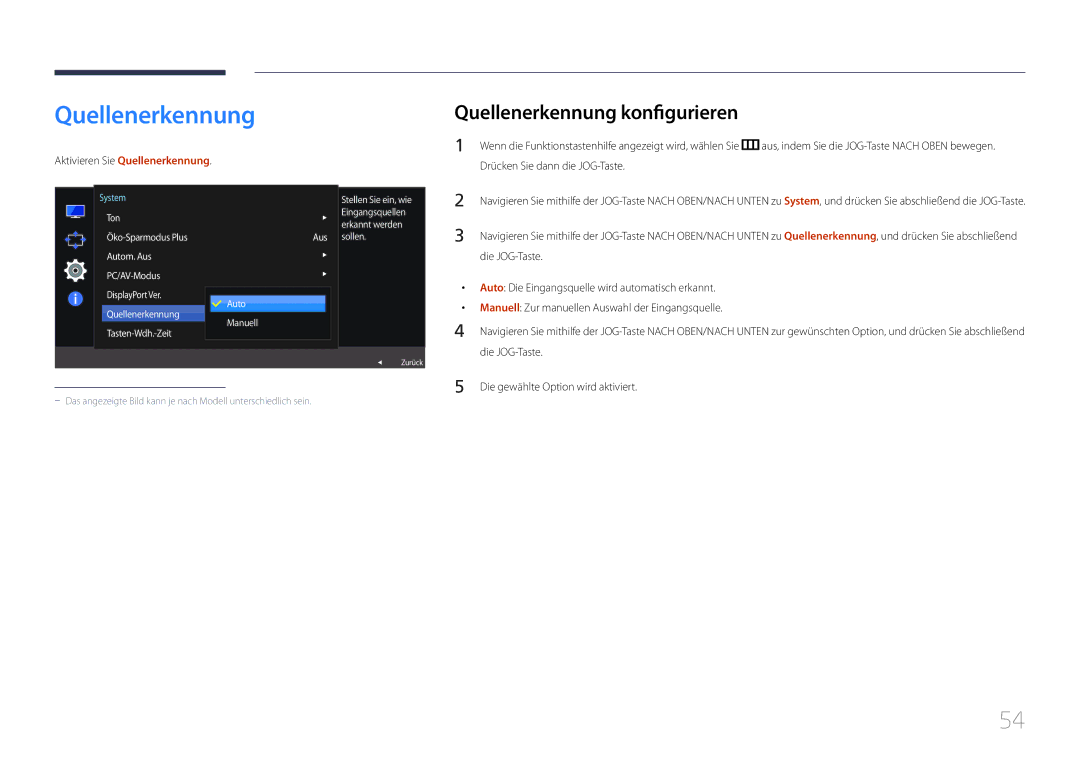 Samsung LS32E590CS/EN manual Quellenerkennung konfigurieren, Aktivieren Sie Quellenerkennung 