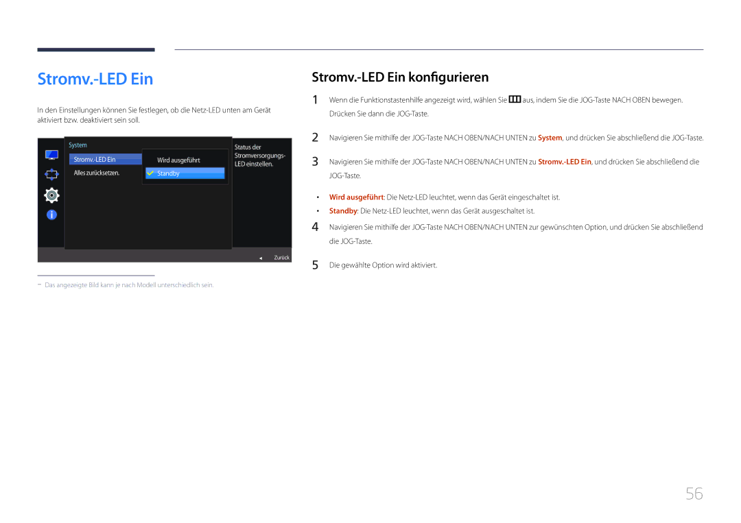 Samsung LS32E590CS/EN manual Stromv.-LED Ein konfigurieren, Status der 