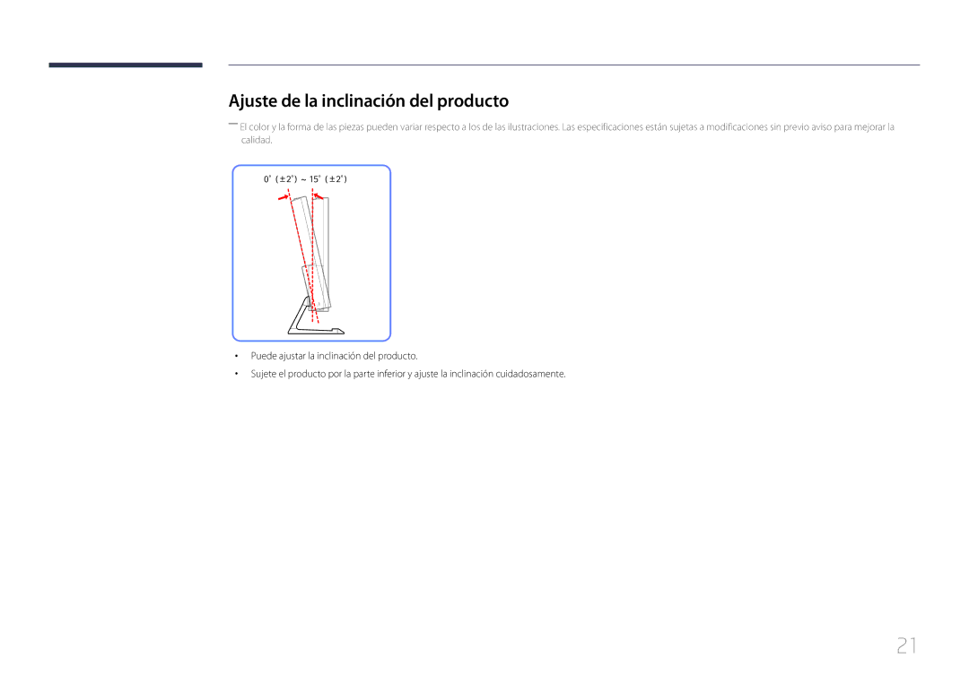 Samsung LS32E590CS/EN manual Ajuste de la inclinación del producto 