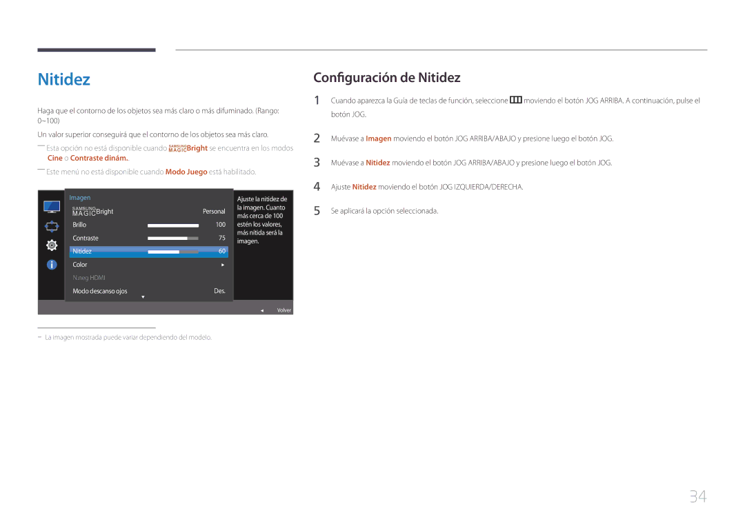 Samsung LS32E590CS/EN manual Configuración de Nitidez, Más cerca de, Imagen Des 