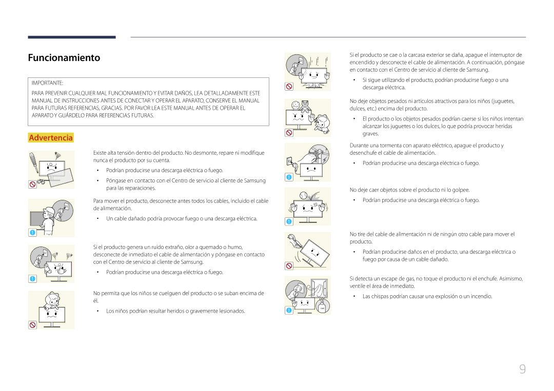 Samsung LS32E590CS/EN manual Funcionamiento, Importante 