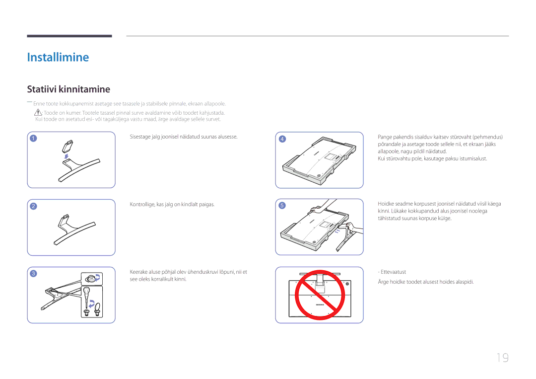 Samsung LS32E590CS/EN manual Installimine, Statiivi kinnitamine 