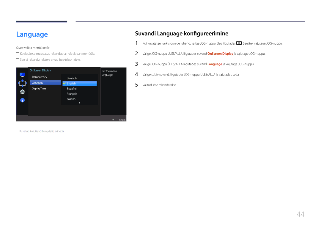 Samsung LS32E590CS/EN manual Suvandi Language konfigureerimine, Saate valida menüükeele 