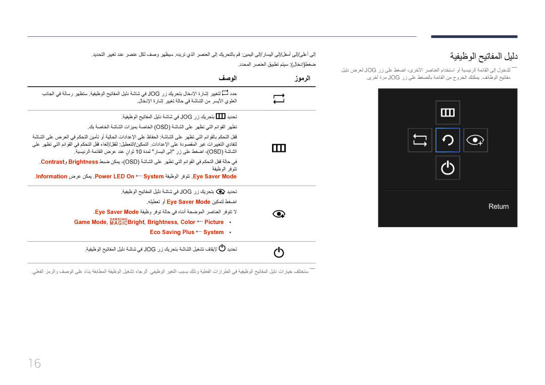 Samsung LS32E590CS/ZR manual ةيفيظولا حيتافملا ليلد, فصولازومرلا 