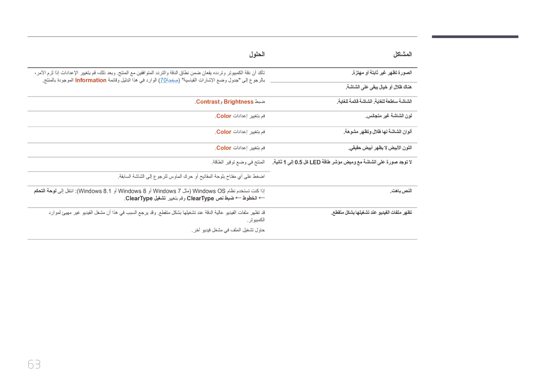 Samsung LS32E590CS/ZR manual Contrastو Brightness طبض 