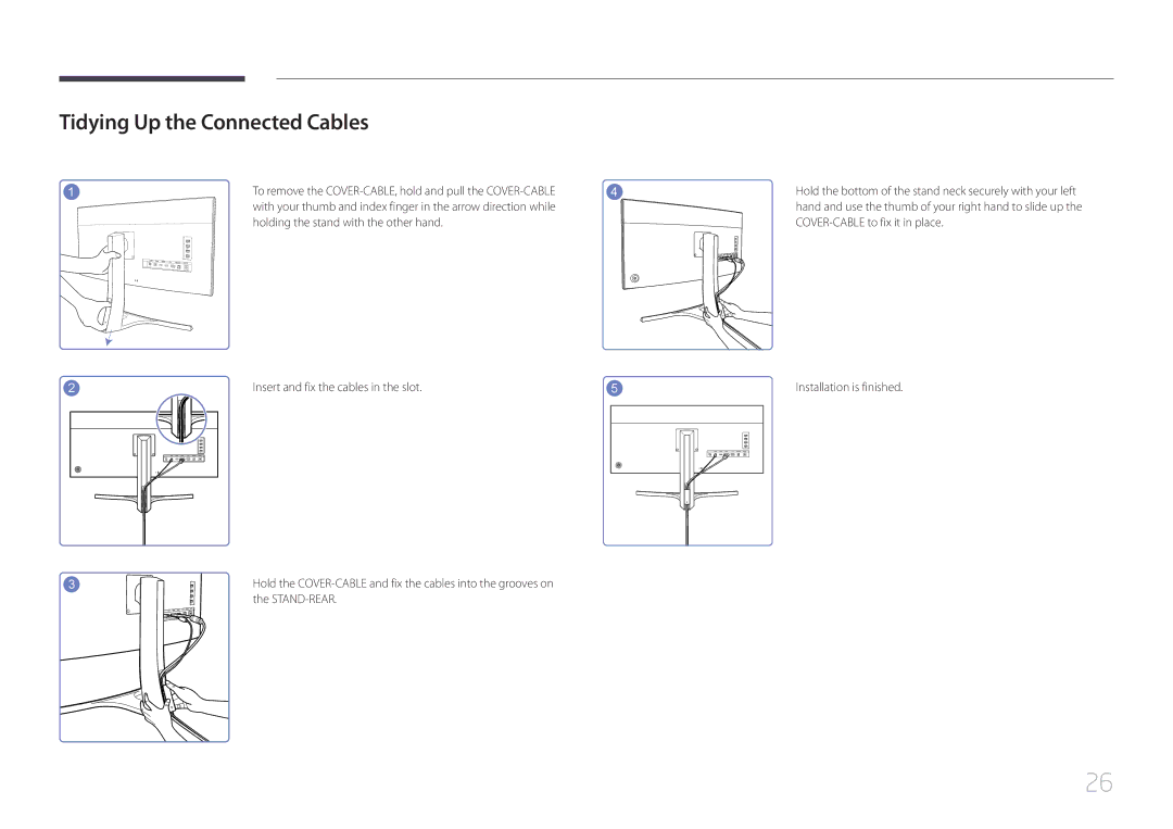 Samsung LS34E790CNS/EN, LS34E790CNS/CH manual Tidying Up the Connected Cables, Stand-Rear 