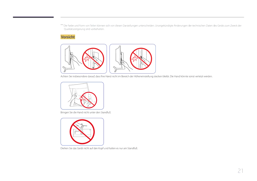 Samsung LS34E790CNS/EN manual Vorsicht 