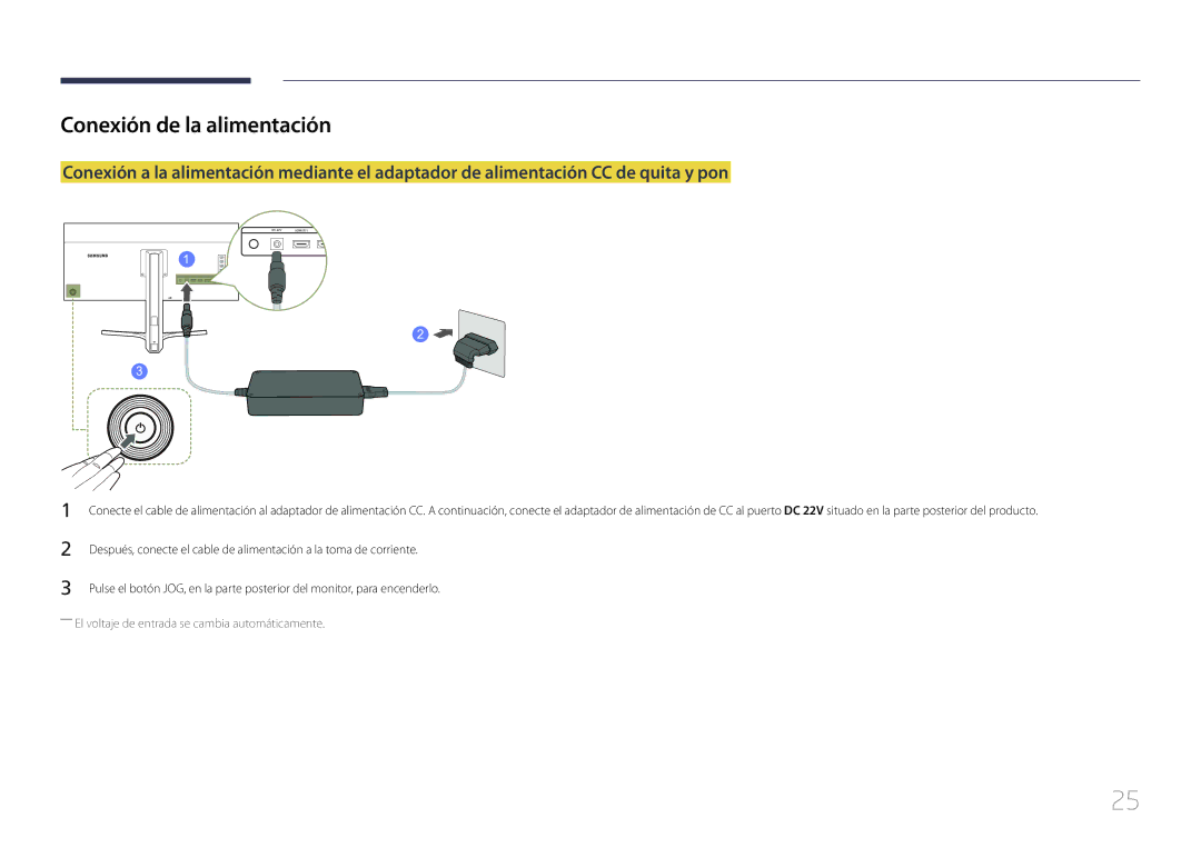 Samsung LS34E790CNS/EN manual Conexión de la alimentación 