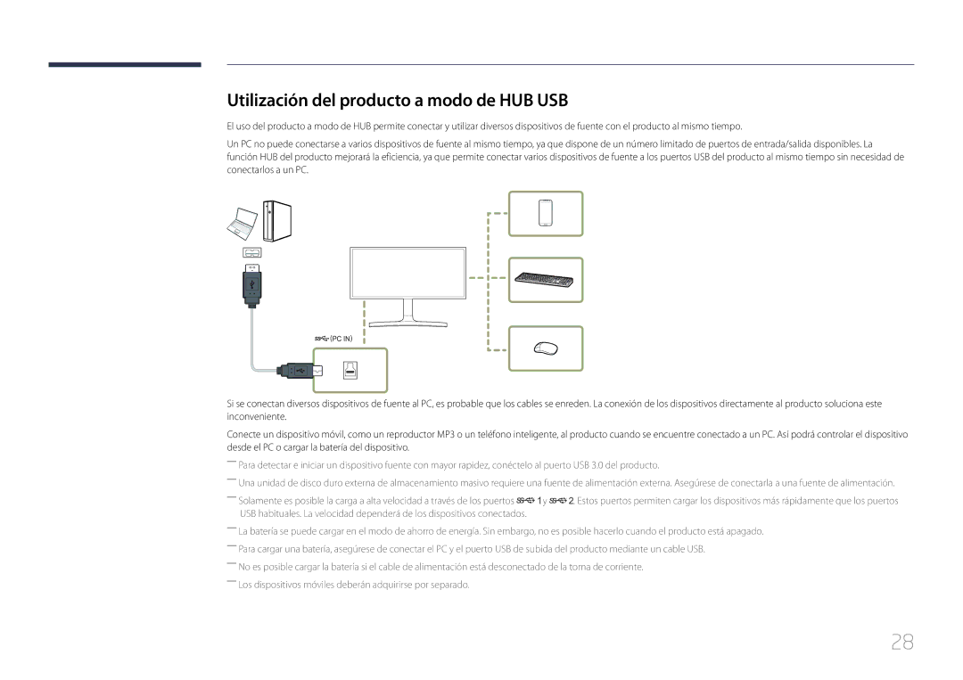 Samsung LS34E790CNS/EN manual Utilización del producto a modo de HUB USB 