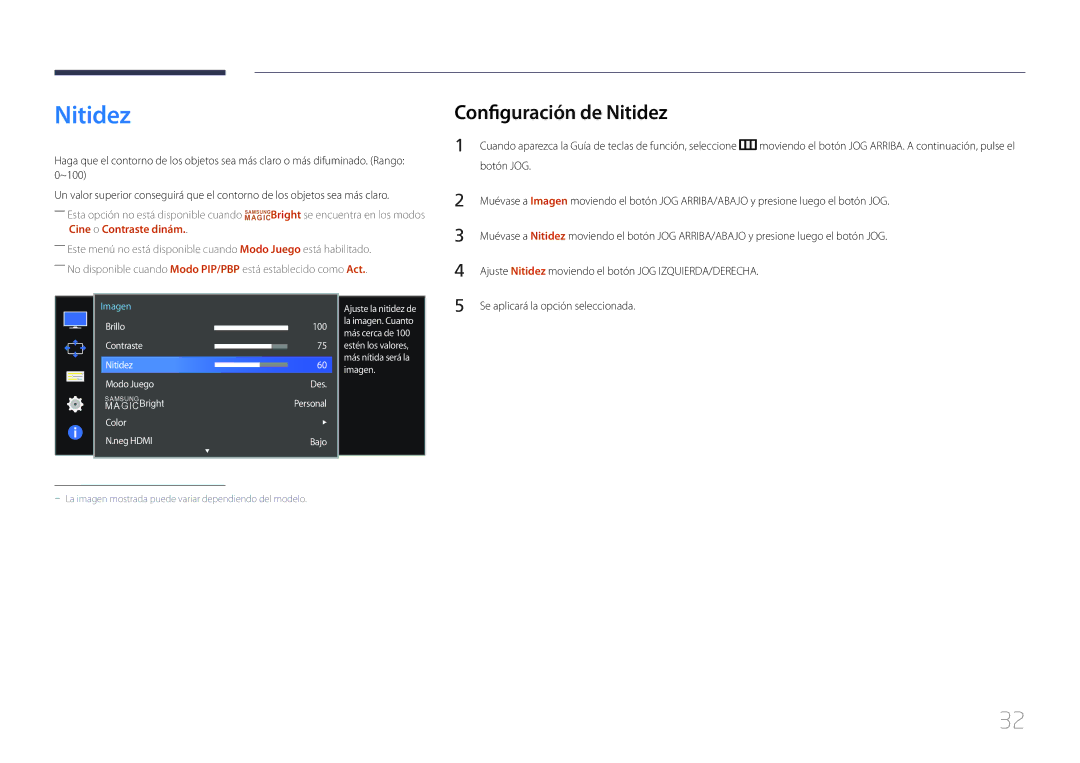 Samsung LS34E790CNS/EN manual Configuración de Nitidez 