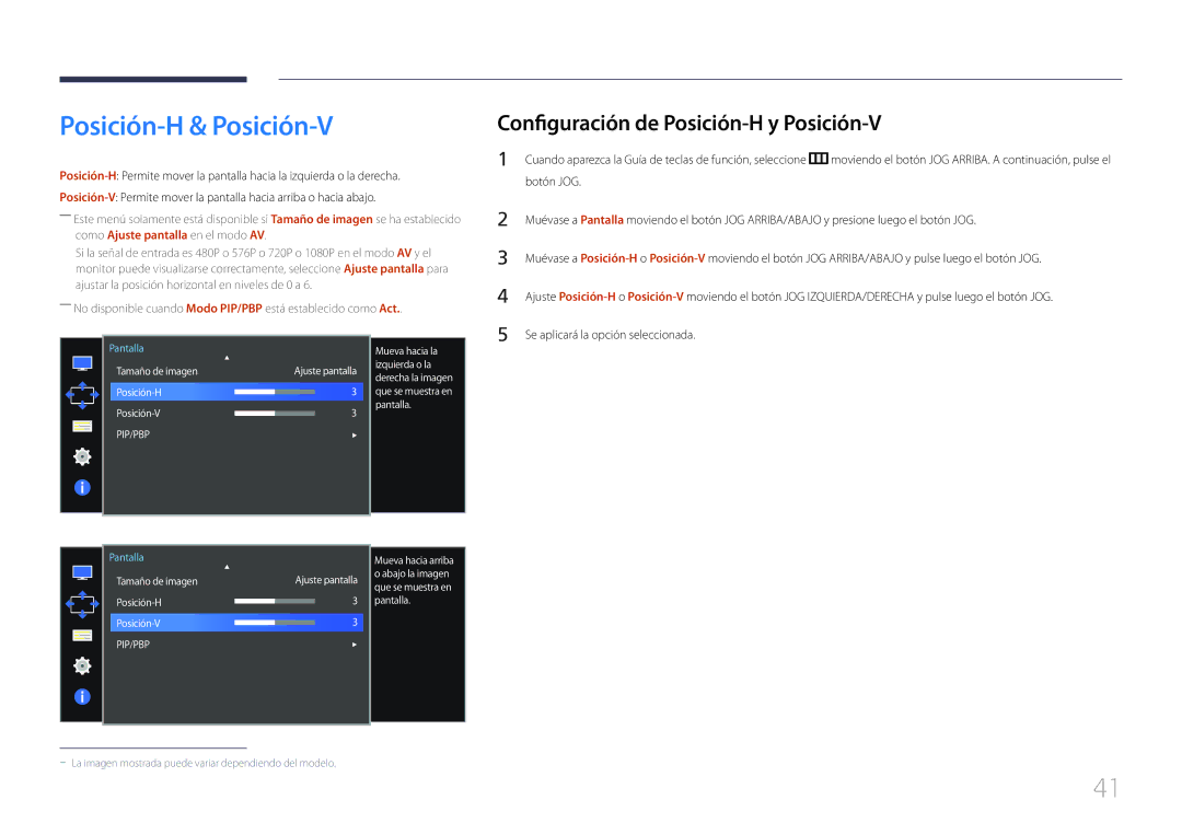 Samsung LS34E790CNS/EN manual Posición-H & Posición-V, Configuración de Posición-H y Posición-V 