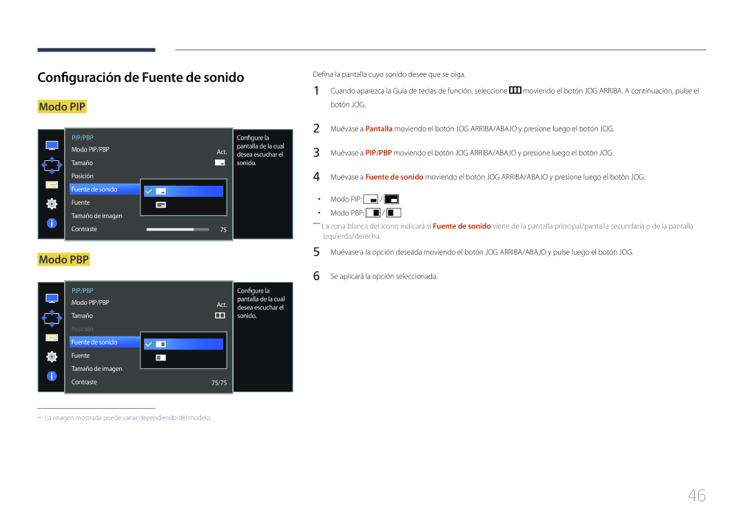 Samsung LS34E790CNS/EN manual Configuración de Fuente de sonido, Defina la pantalla cuyo sonido desee que se oiga, Modo PIP 