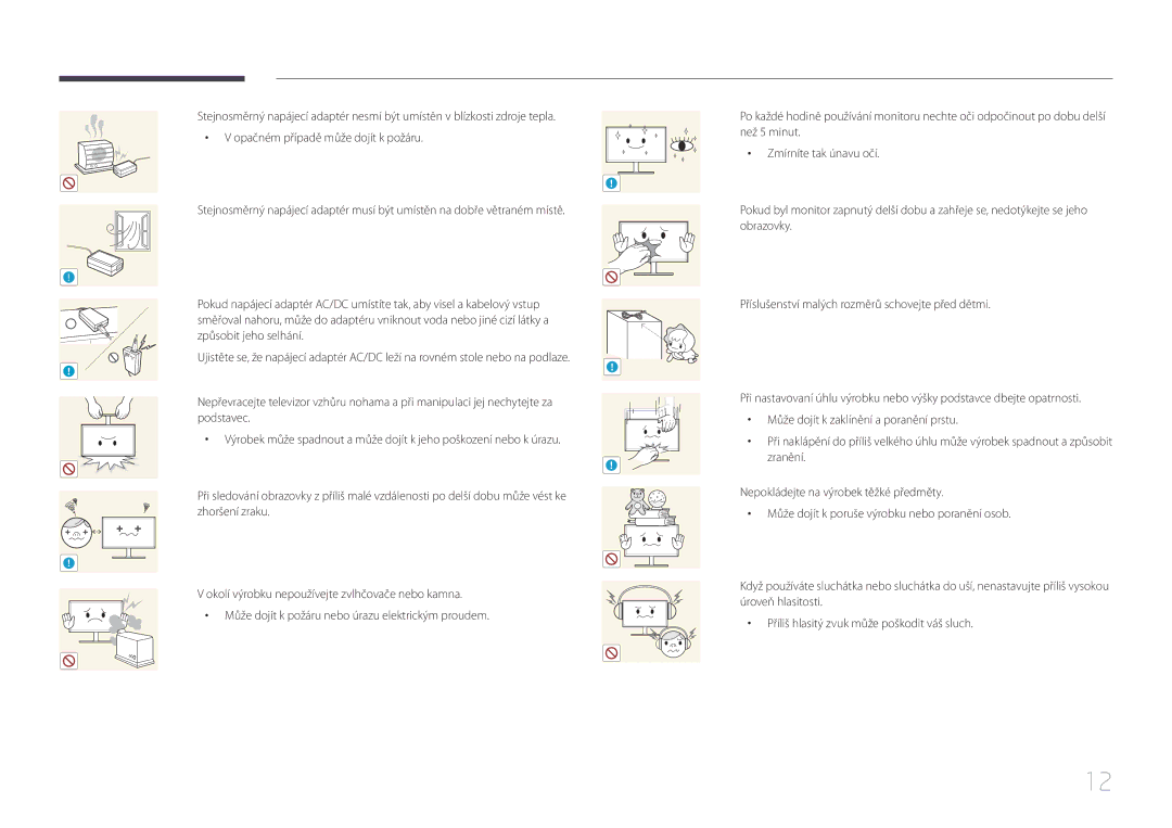 Samsung LS34E790CNS/EN manual Opačném případě může dojít k požáru 