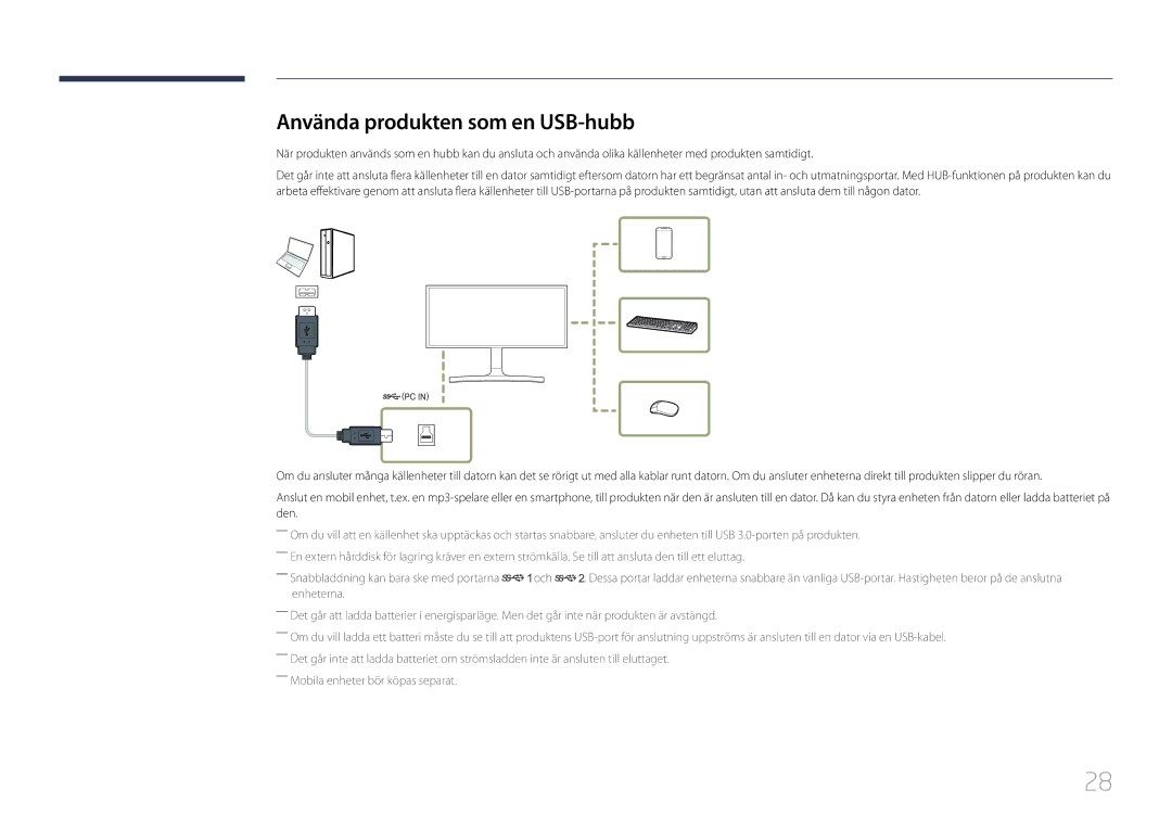 Samsung LS34E790CNS/EN manual Använda produkten som en USB-hubb 