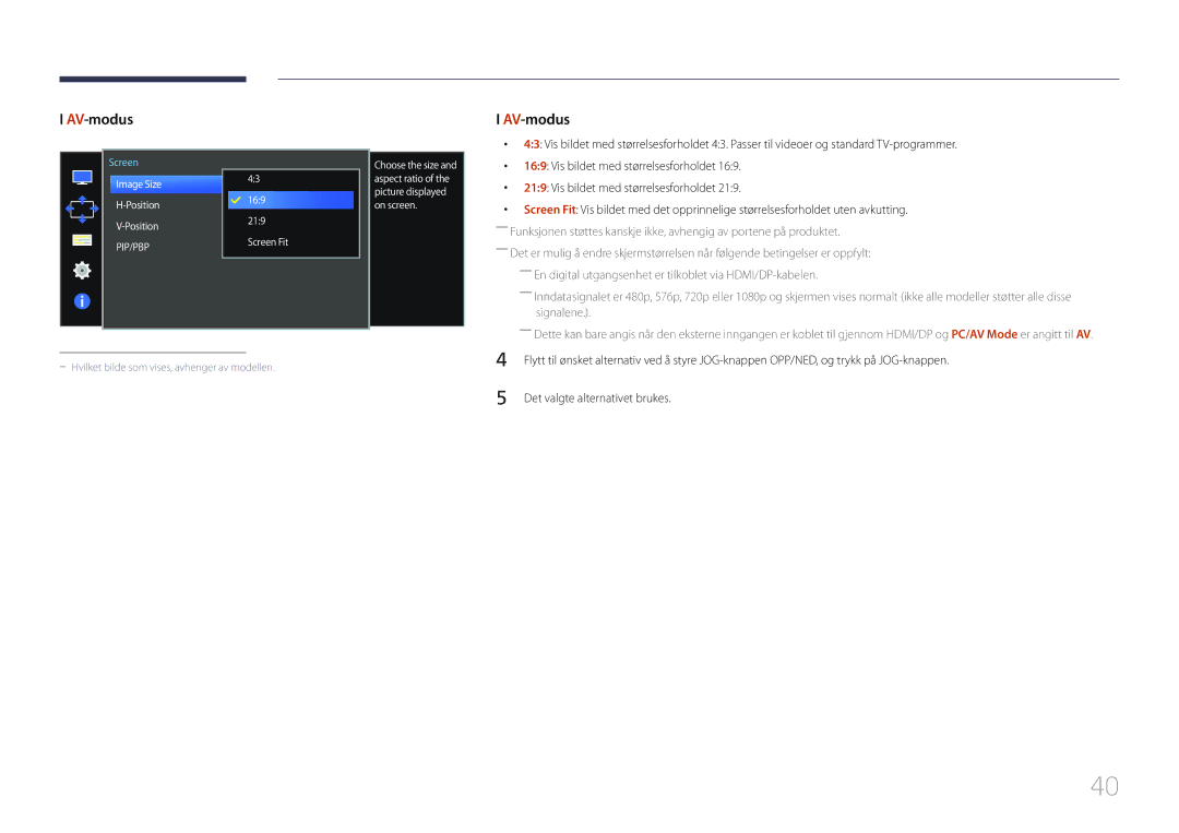 Samsung LS34E790CNS/EN manual AV-modus 