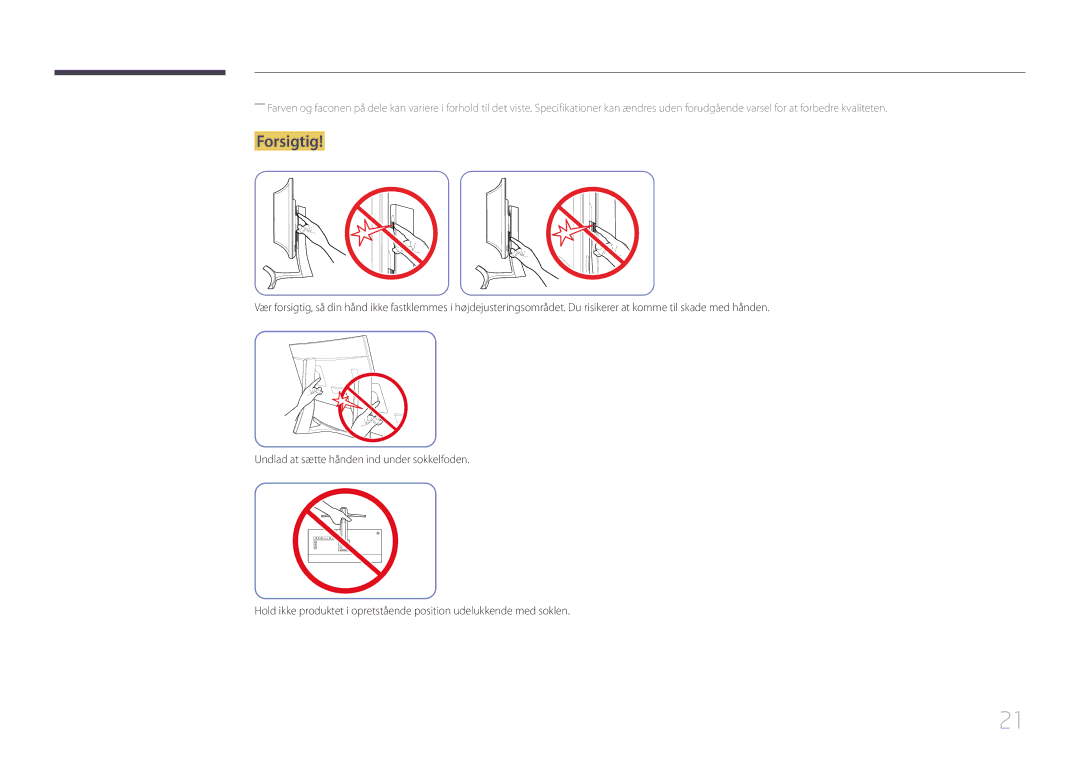 Samsung LS34E790CNS/EN manual Forsigtig 