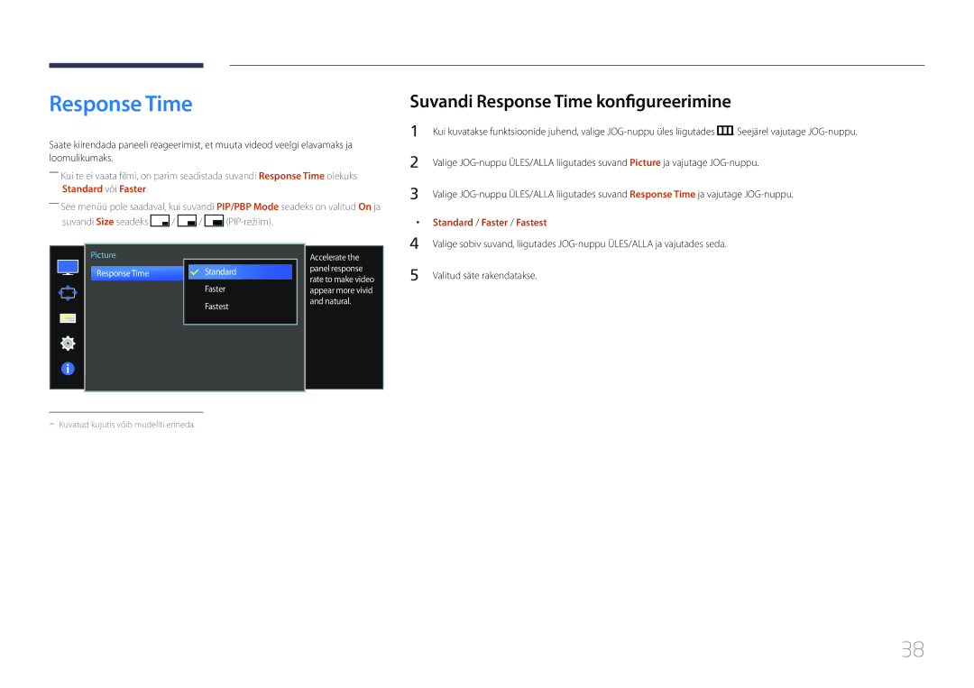 Samsung LS34E790CNS/EN manual Suvandi Response Time konfigureerimine 