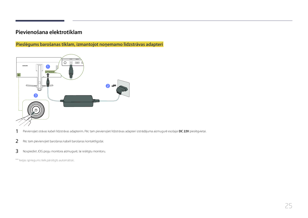 Samsung LS34E790CNS/EN manual Pievienošana elektrotīklam 