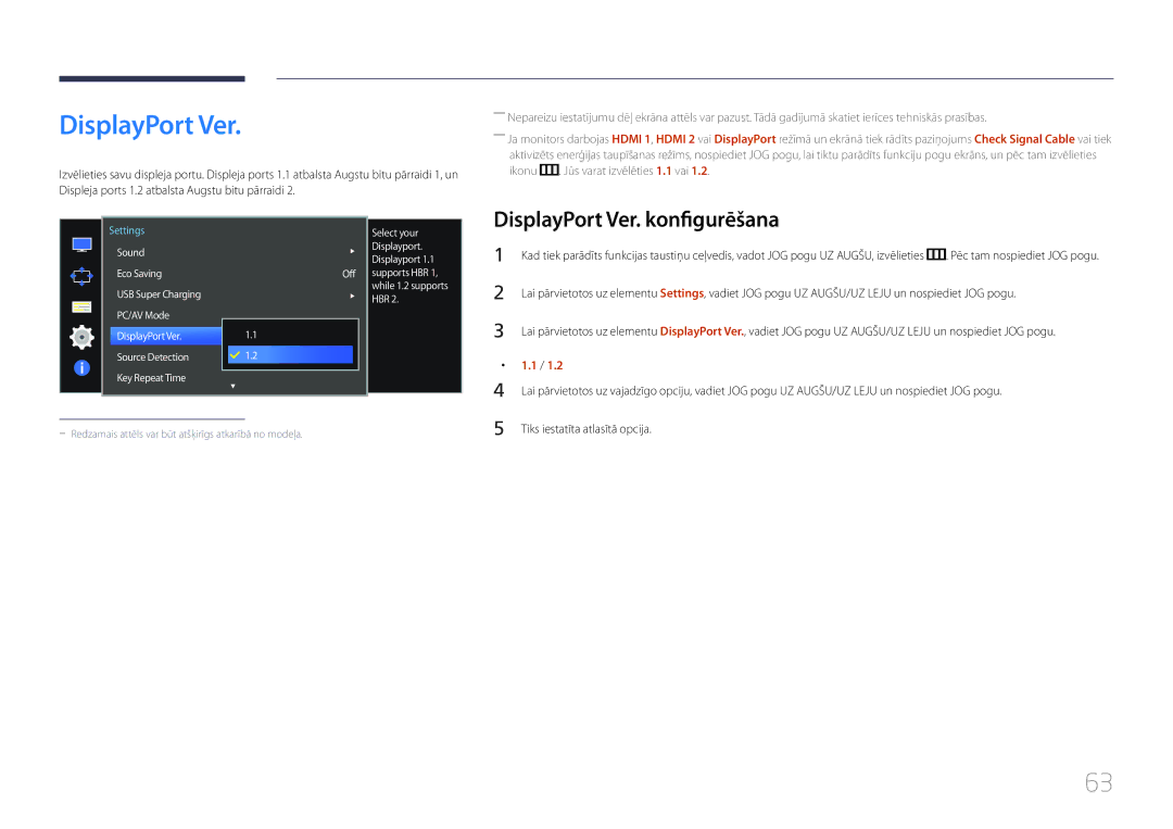 Samsung LS34E790CNS/EN manual DisplayPort Ver. konfigurēšana 