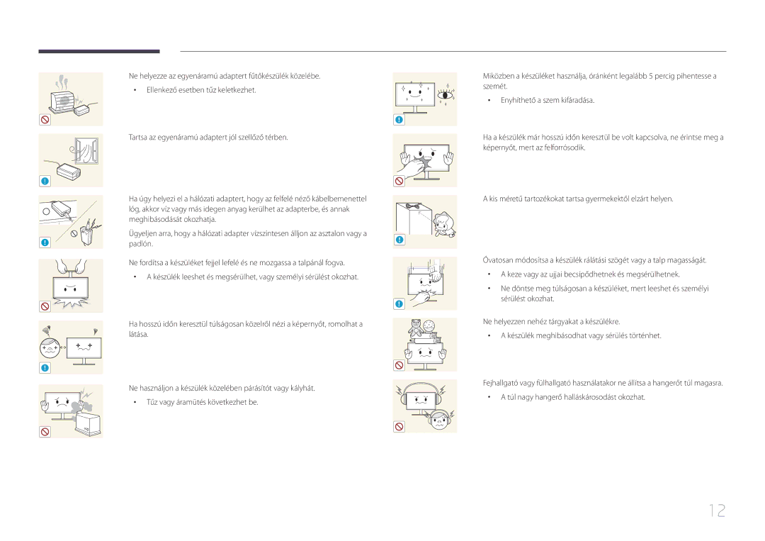 Samsung LS34E790CNS/EN manual Meghibásodását okozhatja, Padlón, Túl nagy hangerő halláskárosodást okozhat 