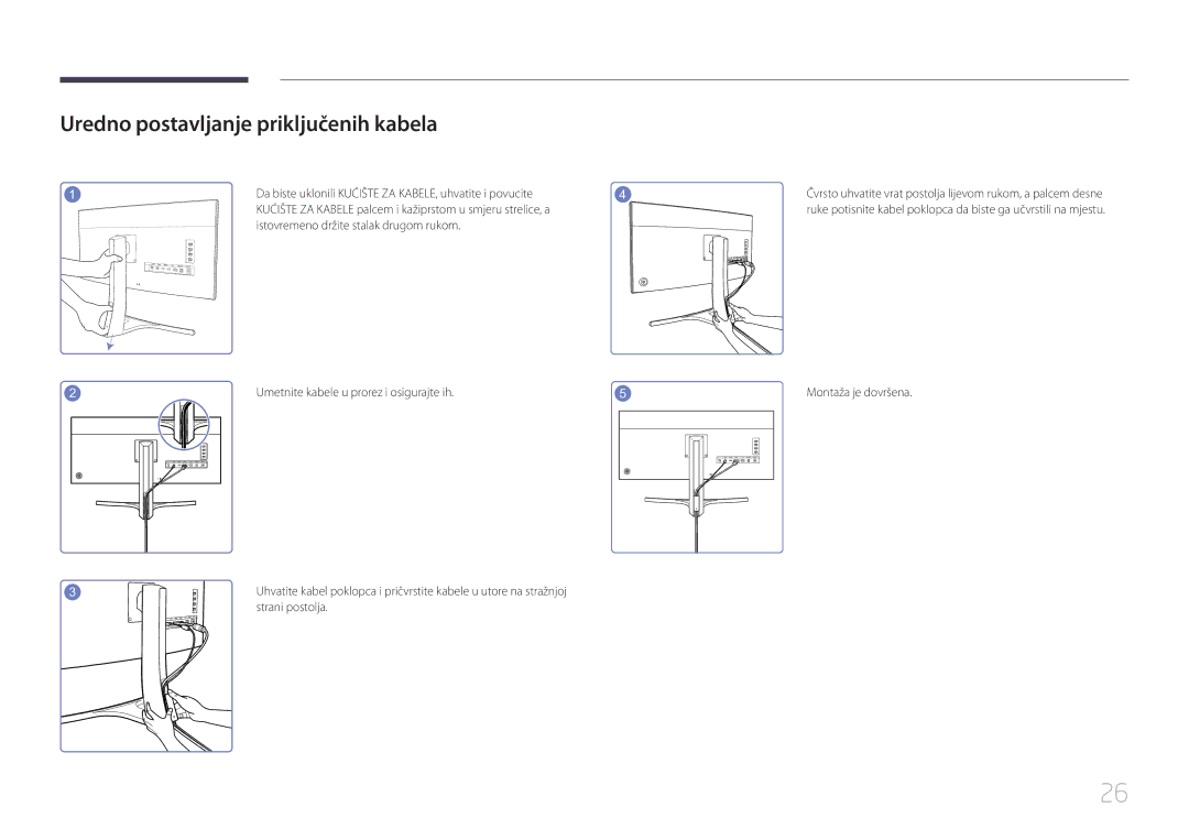 Samsung LS34E790CNS/EN manual Uredno postavljanje priključenih kabela, Strani postolja 