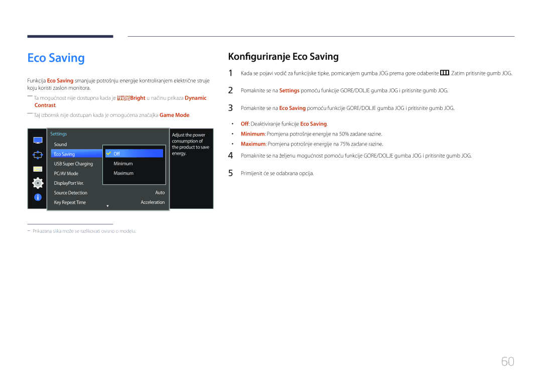 Samsung LS34E790CNS/EN manual Konfiguriranje Eco Saving 