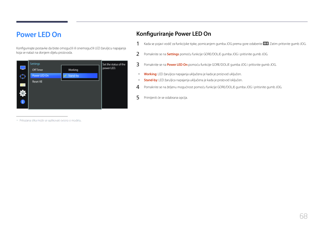 Samsung LS34E790CNS/EN manual Konfiguriranje Power LED On 