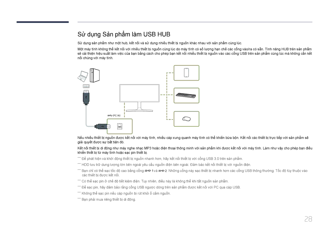 Samsung LS34E790CNS/XV manual Sư dung Sản phẩm làm USB HUB 