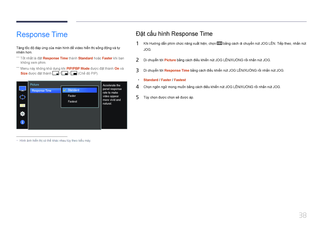 Samsung LS34E790CNS/XV manual Response Time, Standard / Faster / Fastest 