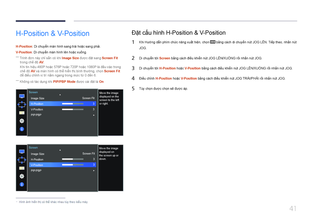 Samsung LS34E790CNS/XV manual Đặt cấu hình H-Position & V-Position 