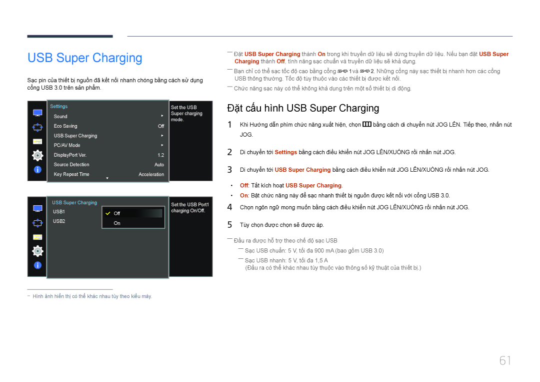 Samsung LS34E790CNS/XV manual Đặ̣t cấ́u hì̀nh USB Super Charging 