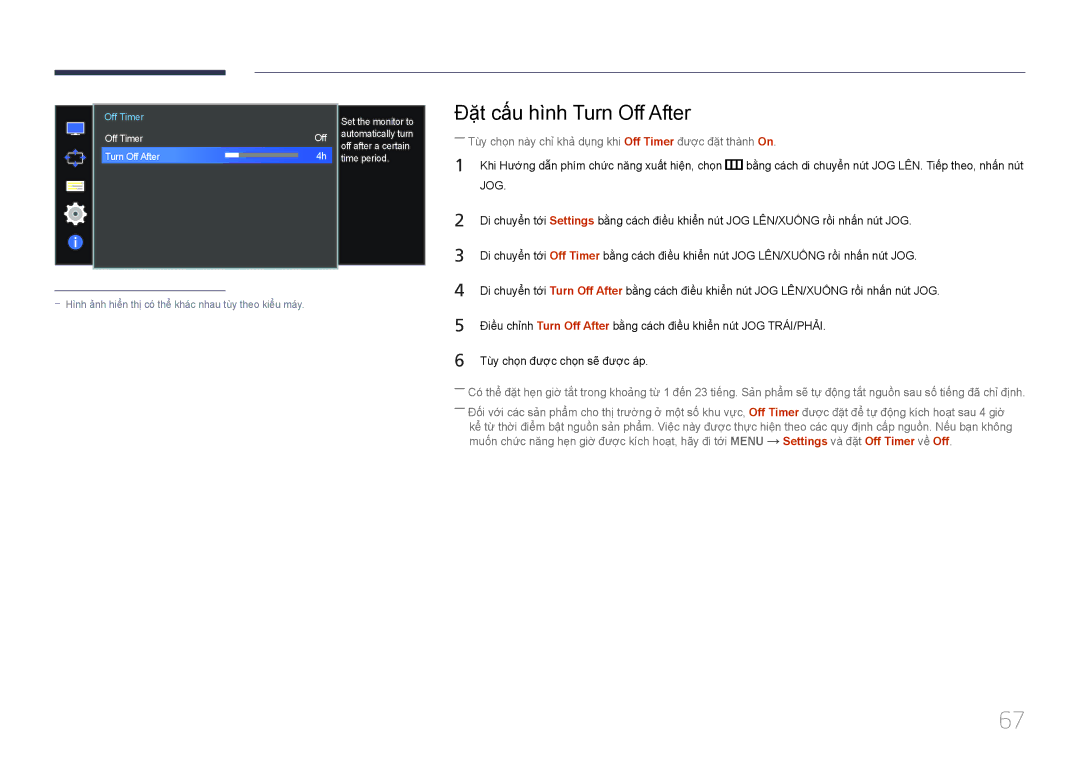 Samsung LS34E790CNS/XV manual Đặ̣t cấ́u hì̀nh Turn Off After 