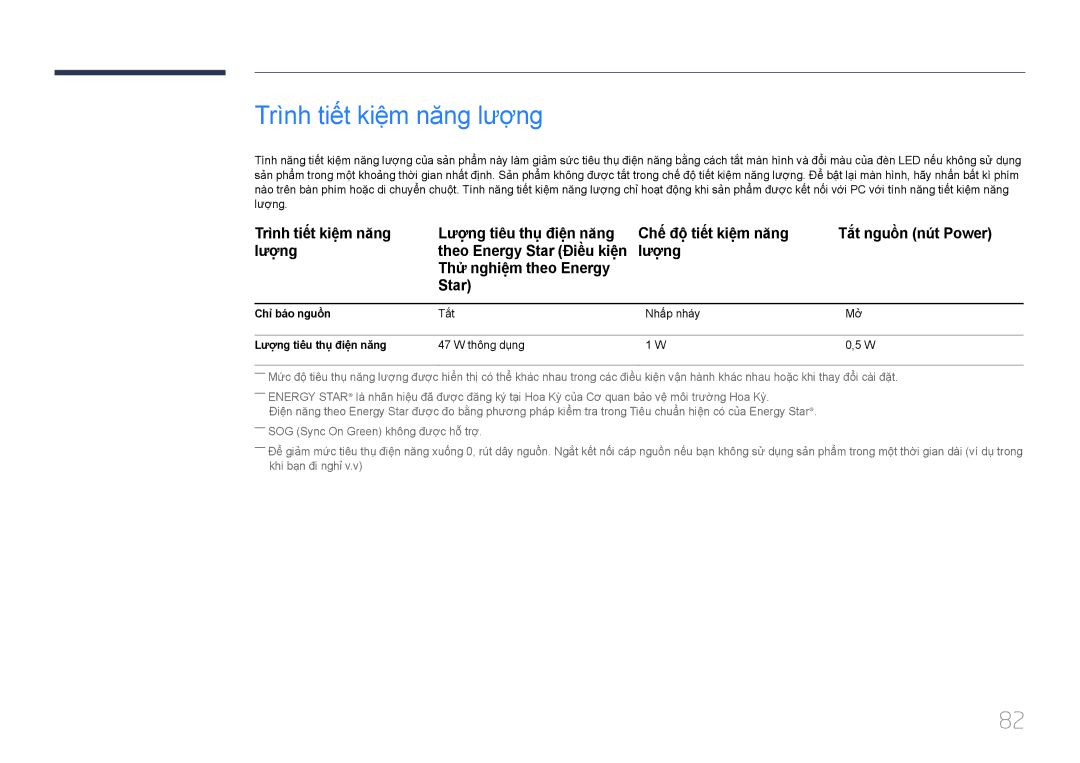 Samsung LS34E790CNS/XV manual Trì̀nh tiế́t kiệ̣m năng lượ̣ng 