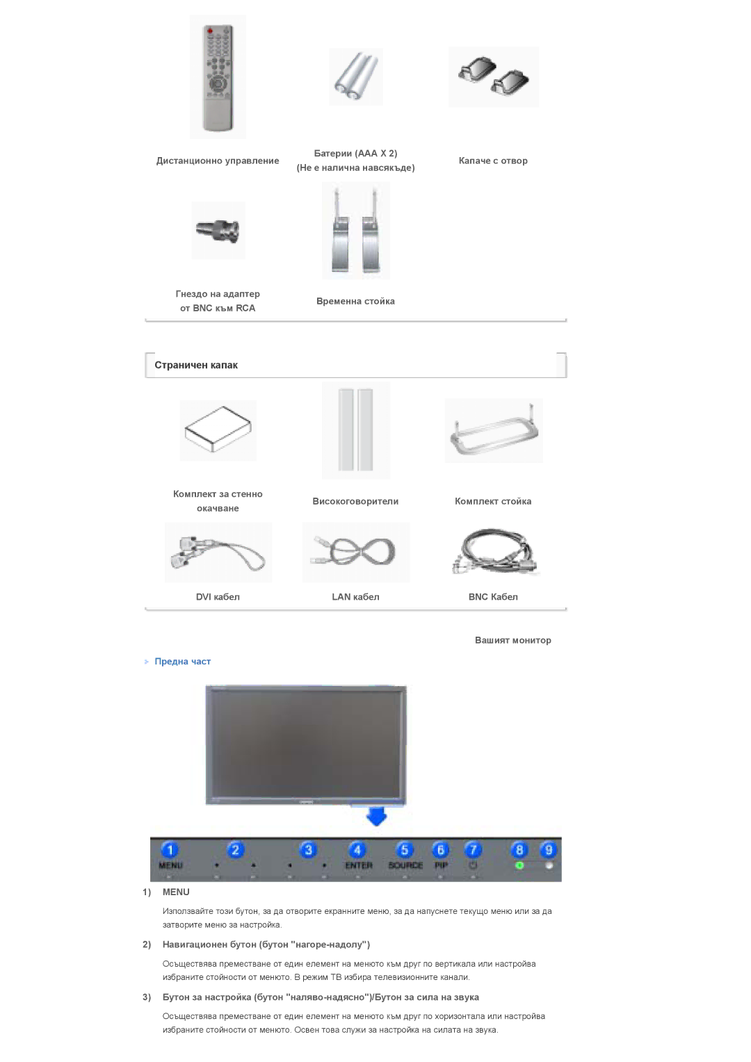 Samsung LS40BHPNS/EDC, LS40BHTNS/EDC, LS40BHYNS/EDC, LS46BHYNS/EDC manual Страничен капак, Временна стойка 