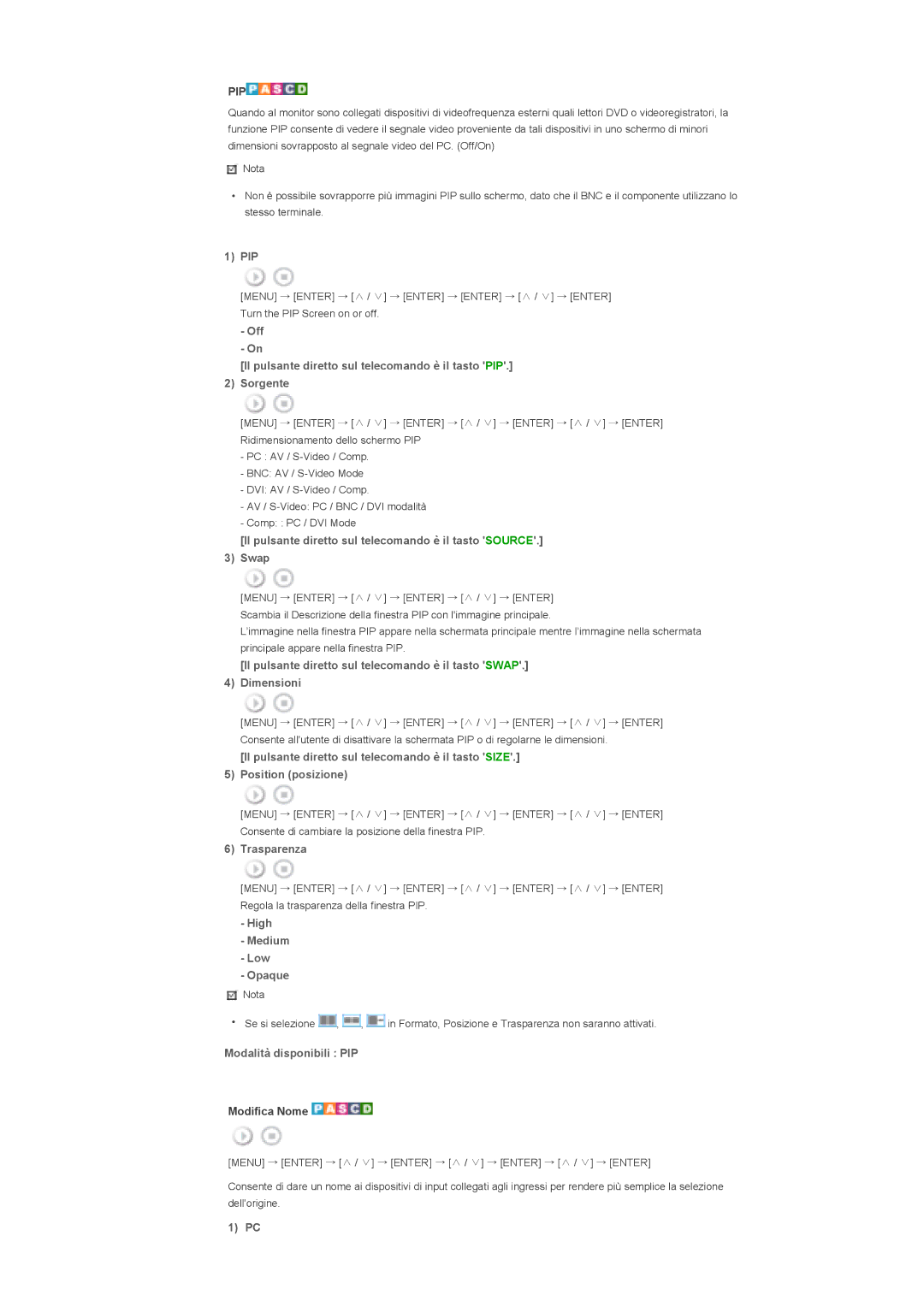 Samsung LS40BHVNS/EDC, LS40BHPNS/EDC, LS46BHZNS/EDC, LS46BHTNS/EDC, LS40BHTNS/EDC, LS40BHYNS/EDC, LS40BHRNS/EDC manual Pip 