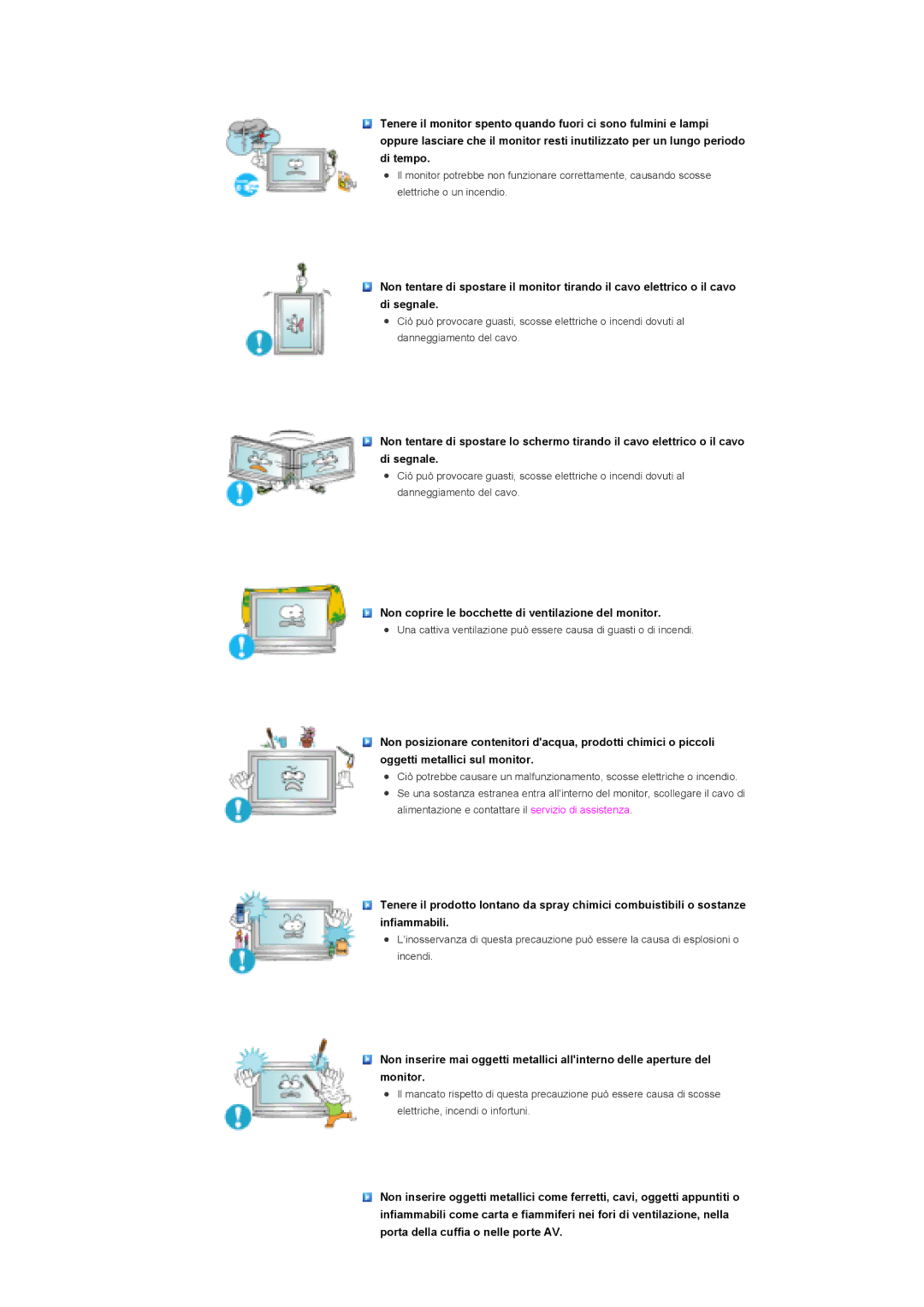 Samsung LS40BHZNS/EDC, LS40BHPNS/EDC, LS40BHVNS/EDC, LS46BHZNS/EDC manual Non coprire le bocchette di ventilazione del monitor 