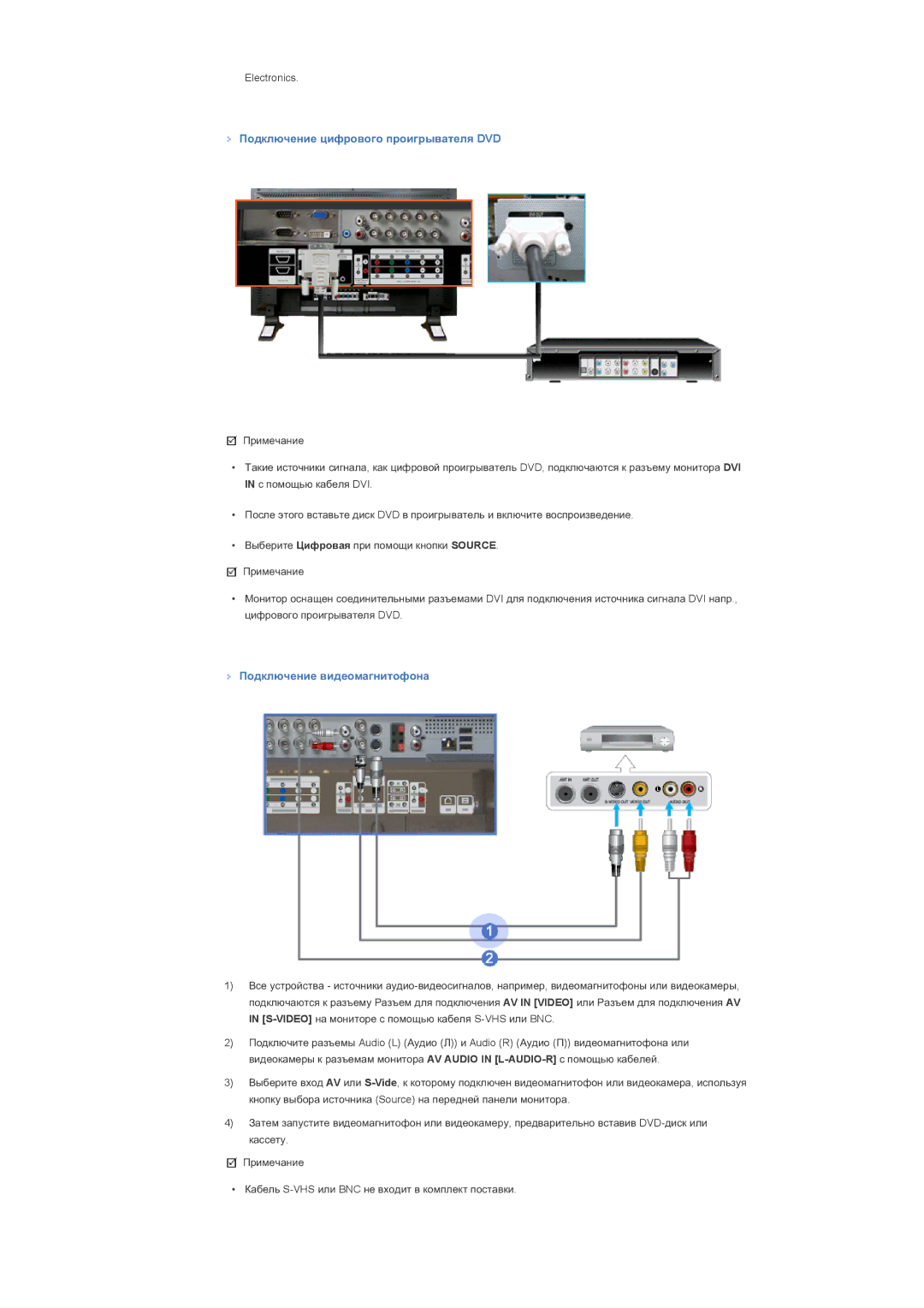 Samsung LS46BHZNS/EDC, LS40BHPNS/EDC, LS40BHVNS/EDC Ɉɨɞɤɥɸɱɟɧɢɟ ɰɢɮɪɨɜɨɝɨ ɩɪɨɢɝɪɵɜɚɬɟɥɹ DVD, Ɉɨɞɤɥɸɱɟɧɢɟ ɜɢɞɟɨɦɚɝɧɢɬɨɮɨɧɚ 