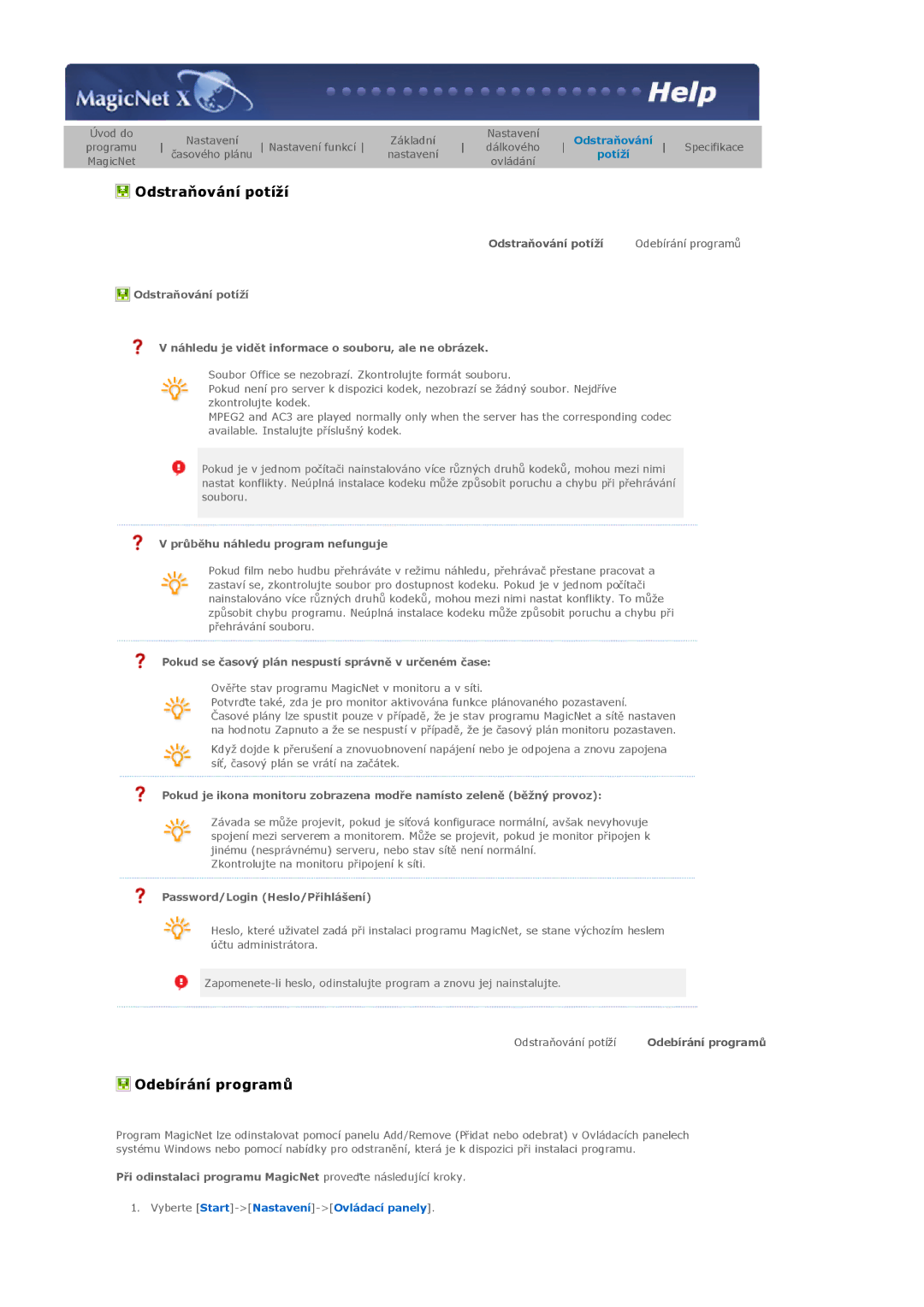 Samsung LS46BHTNS/EDC manual PrĤbČhu náhledu program nefunguje, Pokud se þasový plán nespustí správnČ v urþeném þase 