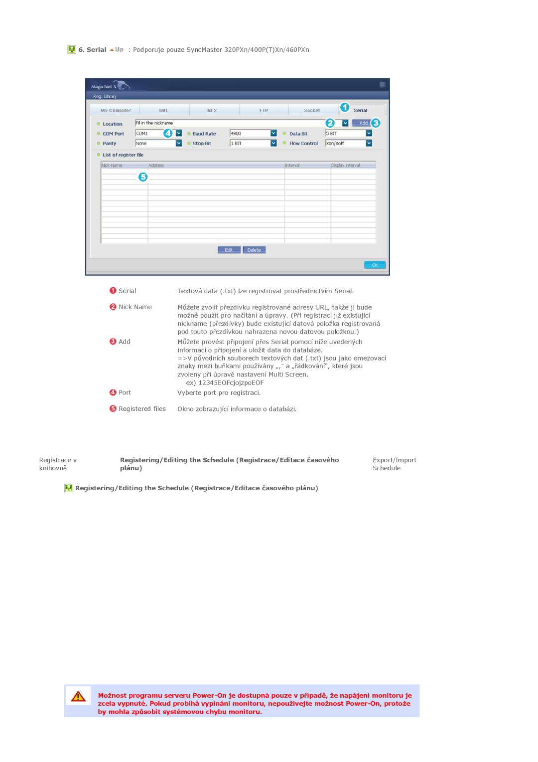 Samsung LS40BHYNS/EDC, LS40BHPNS/EDC, LS46BHZNS/EDC manual Registering/Editing the Schedule Registrace/Editace þasového 