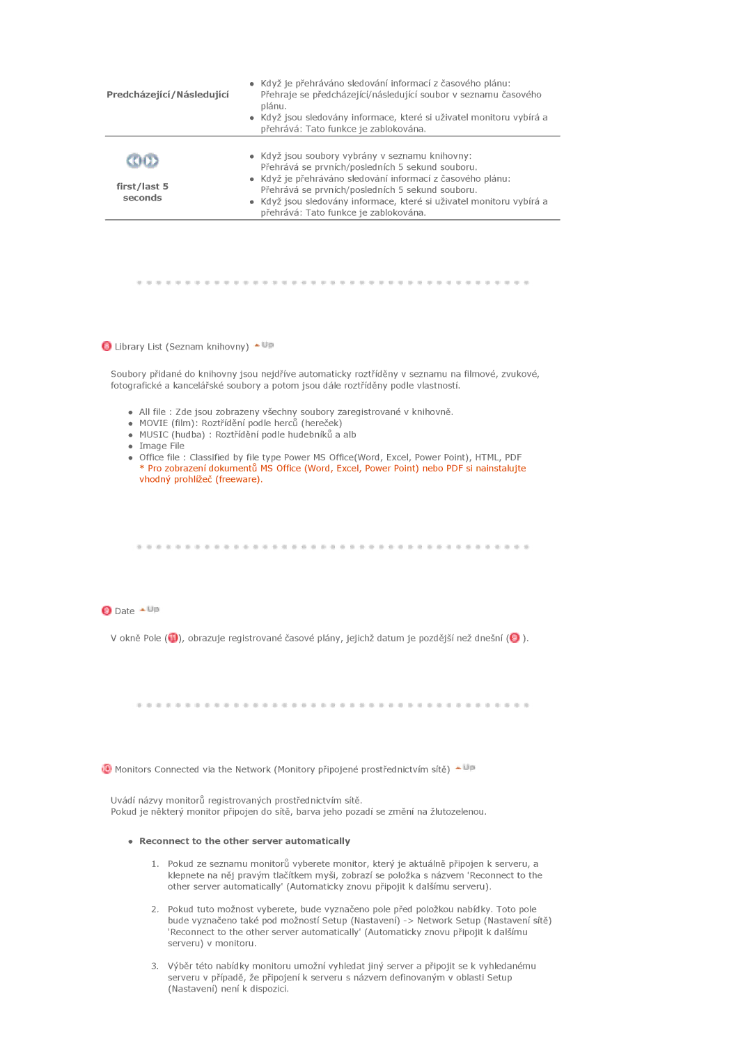 Samsung LS46BHZNS/EDC, LS40BHPNS/EDC, LS46BHTNS/EDC manual First/last Seconds, Reconnect to the other server automatically 